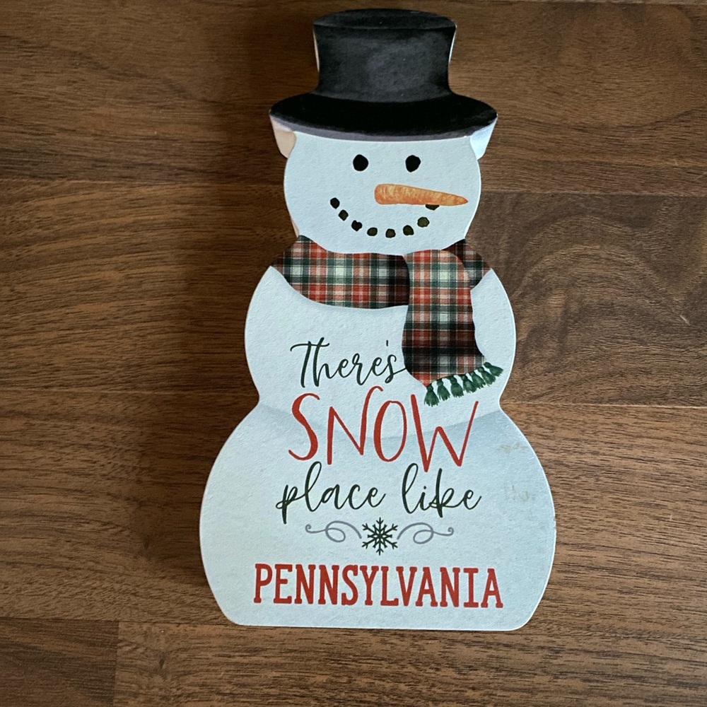 “There’s Snow Place Like Pennsylvania” Wooden Snowman